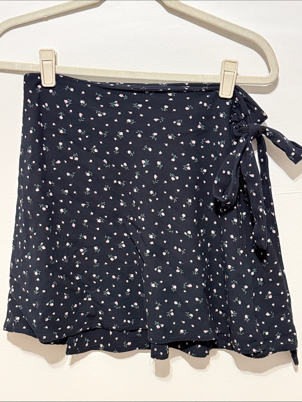 Brandy Melville Mini Wrap Skirt with Pink Floral Print